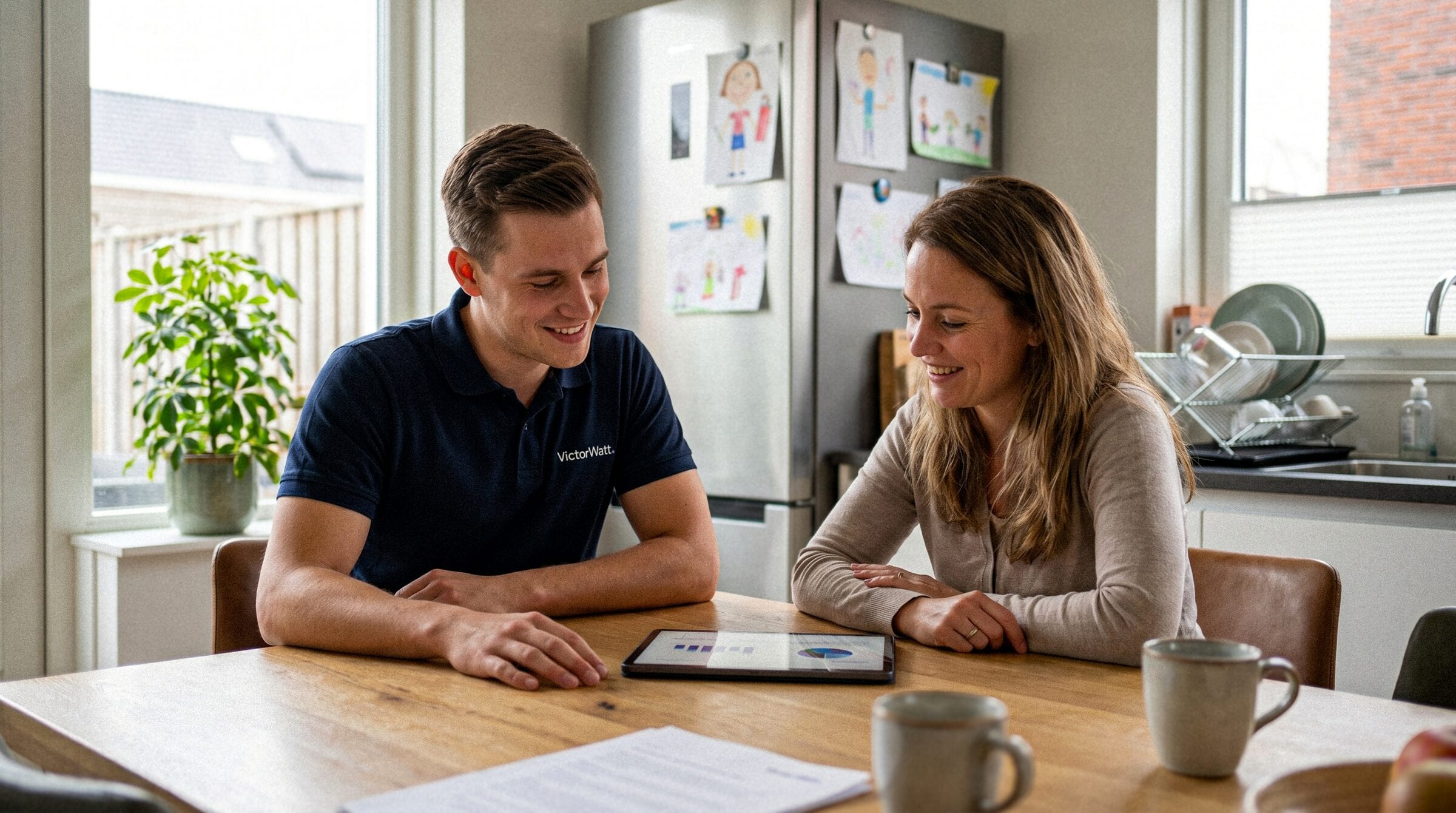 Victor Watt adviseur in gesprek aan de keukentafel